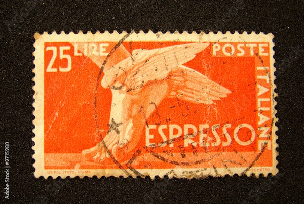 Obraz Italy postage stamp on black background