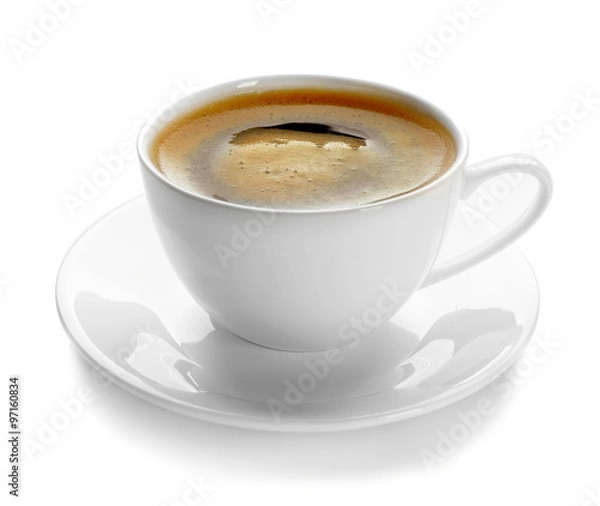 Fototapeta A cup of tasty coffee, isolated on white