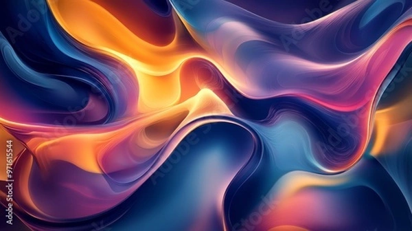 Fototapeta Abstract colorful fluid wave background flowing in smooth lines