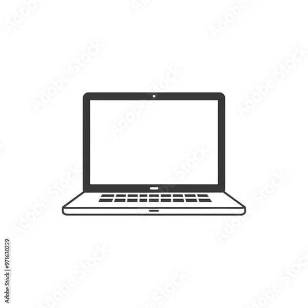 Fototapeta Black and White Outline of a Laptop Computer