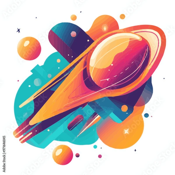 Fototapeta Flat design futuristic icon in vibrant colors, showcasing sleek tech elements for a modern and sci-fi look.