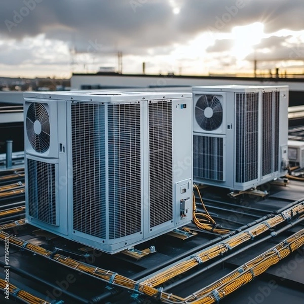 Obraz Industrial Air Compressors on Rooftop Installation