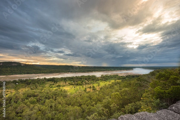 Fototapeta Mekong river with sunset