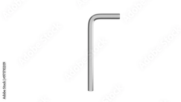 Fototapeta Silver hexagon allen wrench or key isolated on transparent and white background. Tool concept. 3D render