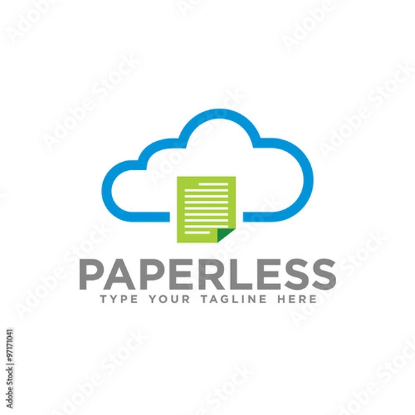 Fototapeta Ikona logo Paperless Cloud