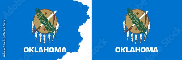 Obraz Oklahoma State flags vector. Standard flag and with torn edges