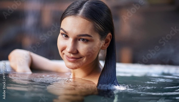 Fototapeta Junge Frau im Thermalbad