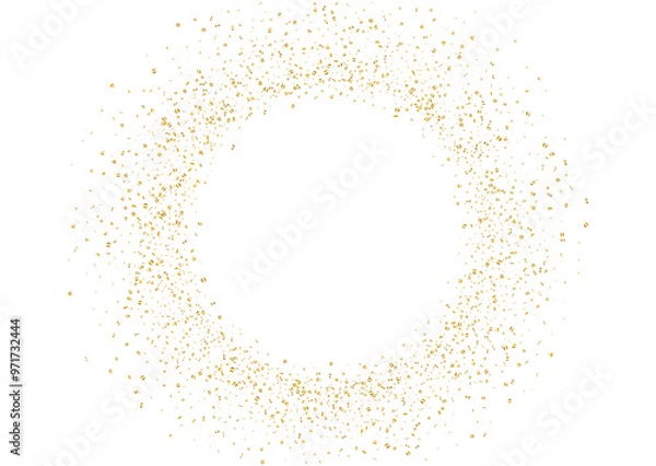 Fototapeta Christmas, new year card template with abstract scattered golden confetti background. Blank space template for banners, cards