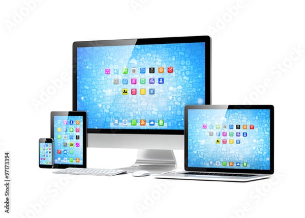 Fototapeta Ultimate web design, laptop, smartphone, tablet, computer, display