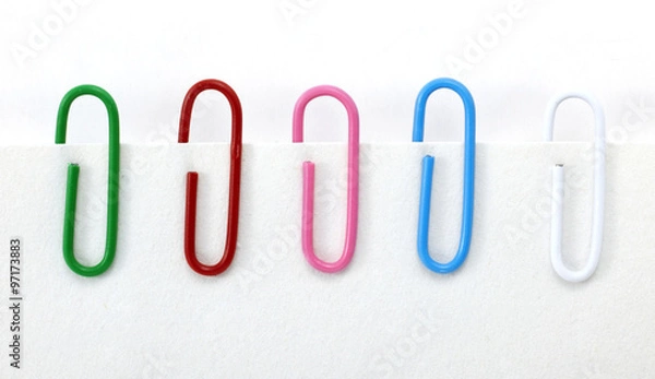 Fototapeta Paperclips on white background