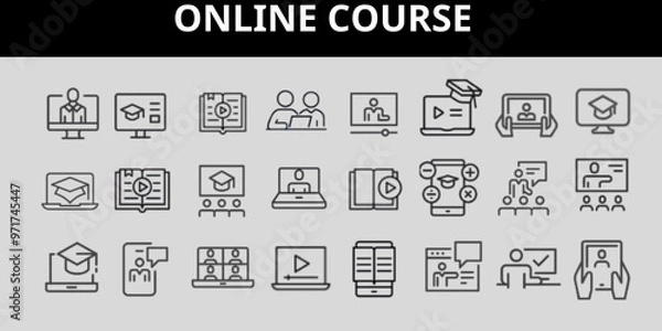 Obraz Online course icon collection set. Containing online, course, learning, education, machine learning, presentation, class icon