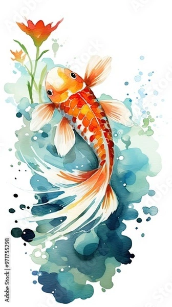 Obraz Watercolor painting of a koi fish