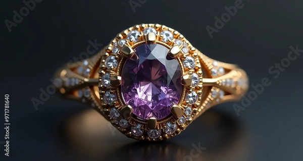 Obraz gold ring with diamonds