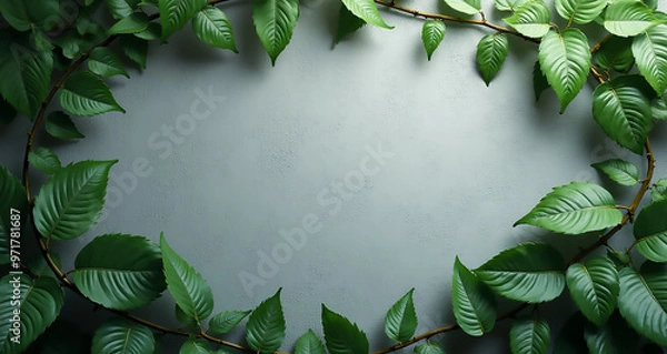 Obraz green leaves frame