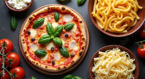 Obraz pasta with tomato and basil