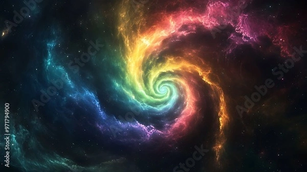 Fototapeta Abstract colorful spiral nebula in space,  cosmic background, galaxy illustration, starry sky