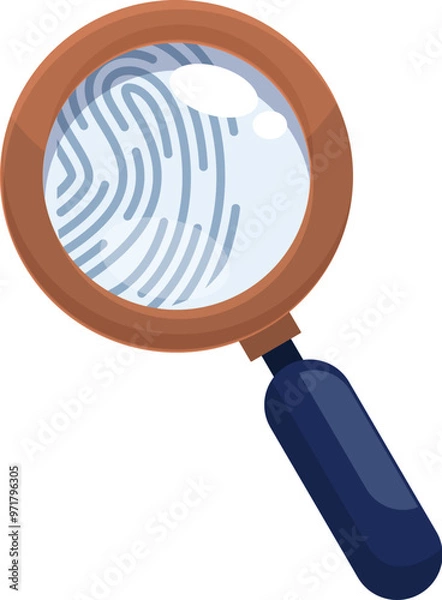 Fototapeta Magnifying glass is magnifying a fingerprint, suggesting an investigation is underway