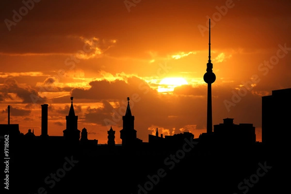 Obraz Berlin skyline at sunset with beautiful sky illustration