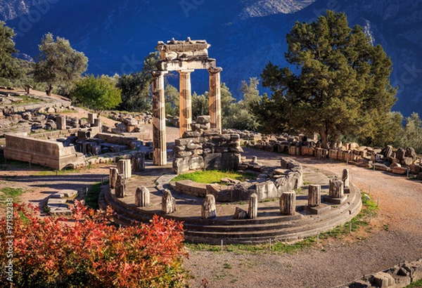Fototapeta ruins Athina Pronaia temple in Ancient Delphi, Greece, Europe