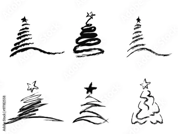 Obraz black abstract Christmas tree