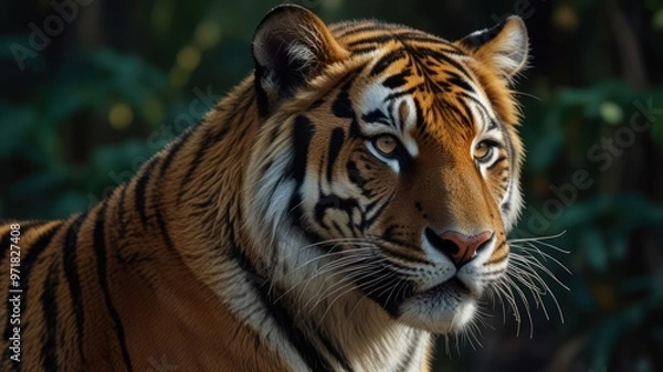 Fototapeta realistic illustration of a tiger in the forest