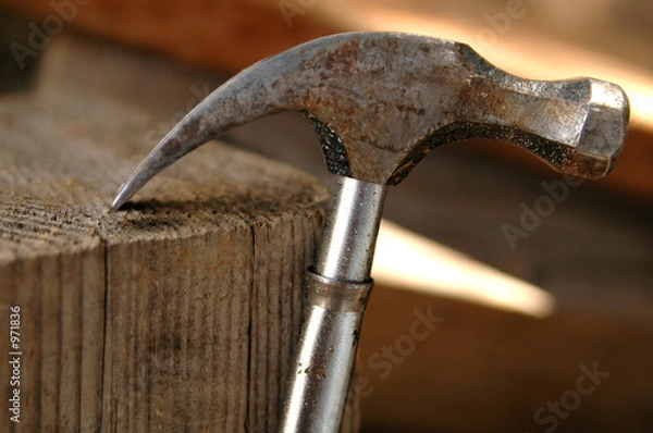 Obraz młotek i drewno