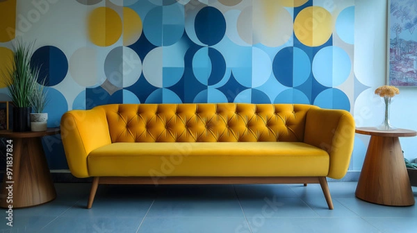 Fototapeta Vibrant and Playful Interiors with Geometric Patterns and Bold Colors