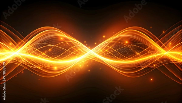 Obraz Dynamic golden wave pattern with shimmering particles, perfect for modern designs.