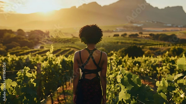 Fototapeta Woman South African Wine Estate