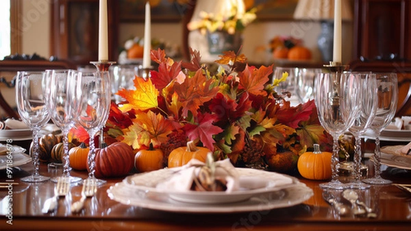 Fototapeta エレガントな秋の食卓セッティング