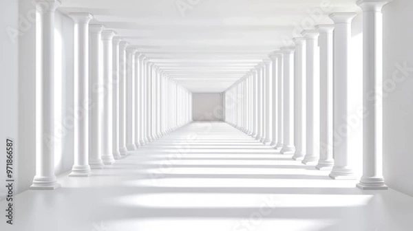 Fototapeta White Marble Columns Archway with Perspective Lines