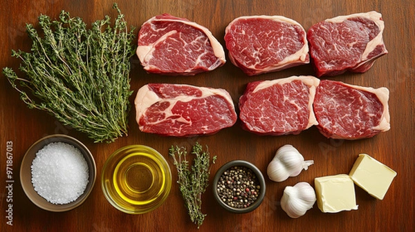 Obraz ingredients for making steak bites: