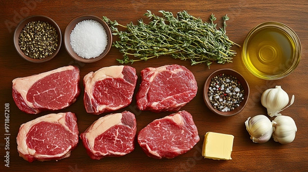 Obraz ingredients for making steak bites: