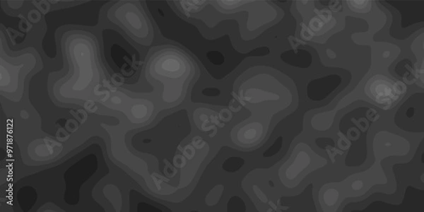 Fototapeta Gray Stylized Bokeh Effect Topographic Contour Scheme and Terrain on old paper. Geographic mountain terrain. Contour map background. Cartographic Weave with seamless striped patterns and wavy edges