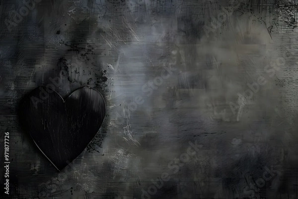 Fototapeta Sleek black background featuring a solitary heart, offering a striking and elegant design.