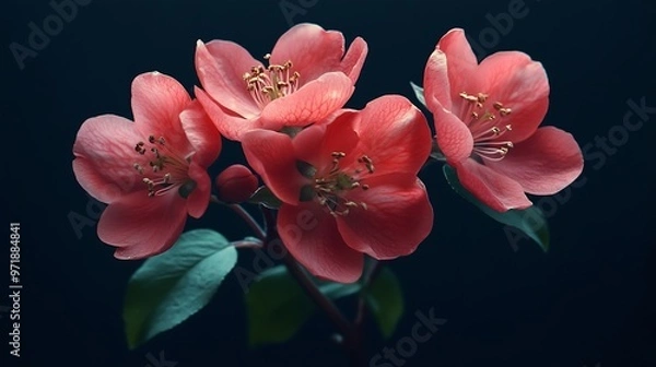 Fototapeta Pretty flowers on dark background : Generative AI