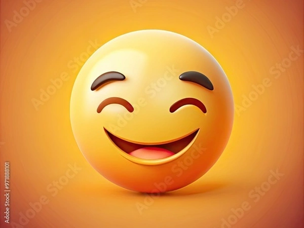 Fototapeta Flirtatious smiling face with one eye closed and a playful raised eyebrow, conveying cheeky humor, whimsy, and lightheartedness in a modern, minimalist digital illustration.