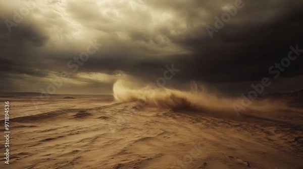 Fototapeta A storm is blowing sand across a desert