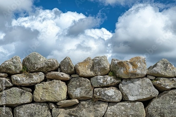 Obraz A Stone Wall Against a Cloudy Sky