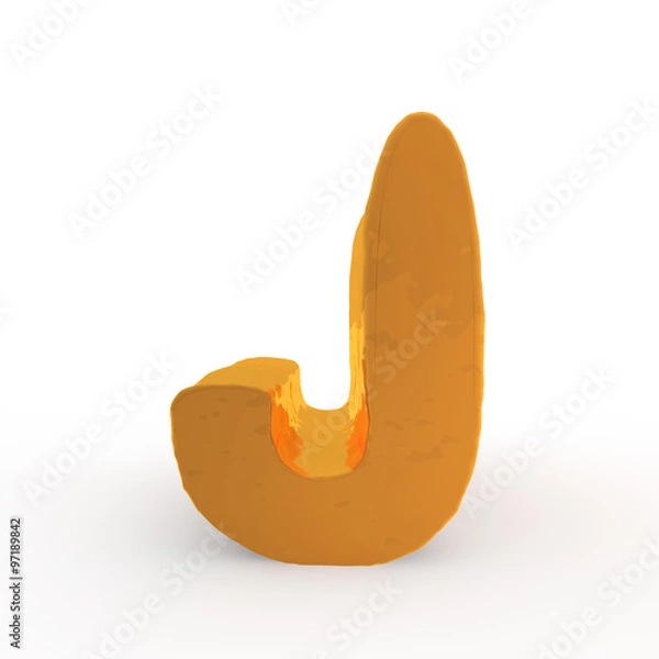 Fototapeta 3d rendering of the letter J in gold metal on a white isolated b
