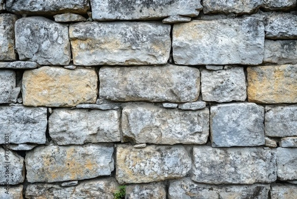 Obraz Weathered Stone Wall with Irregularly Shaped Blocks
