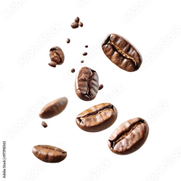 Obraz Coffee beans isolated on transparent background.