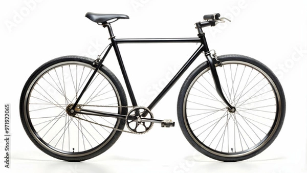 Obraz A sleek black fixed gear bicycle with drop handlebars.