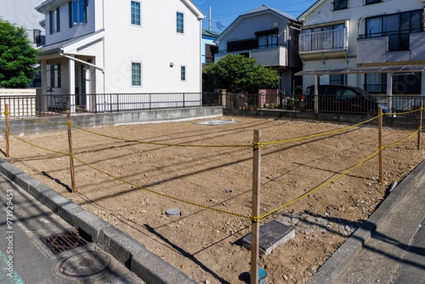 Fototapeta 住宅街の空き家を取り壊し更地にした土地