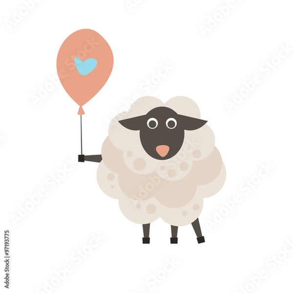 Fototapeta Cute sheep with a sign for text