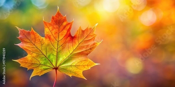 Fototapeta Colorful autumn maple leaf on natural background, autumn, maple leaf, colorful, vibrant, nature, foliage, fall, seasonal, botanical
