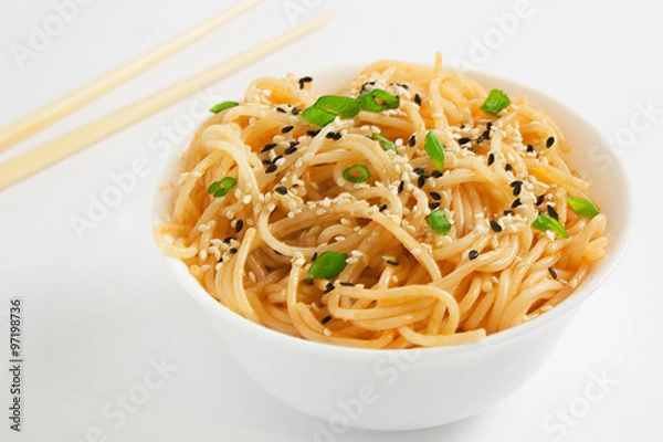 Obraz Sesame noodles on white background