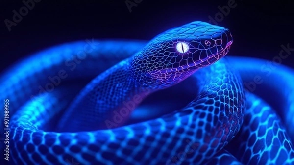 Fototapeta glowing snake with neon effect