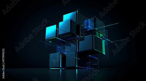 Obraz Digital cube with a futuristic tech feel