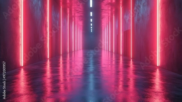 Obraz looping animation abstract backgroun with neon lines empty stage an laser beams